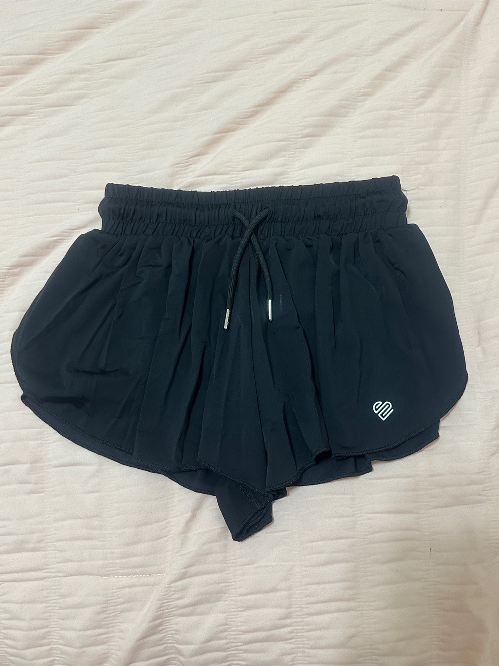 Justice Black Girls' Pleated Athletic Shorts with Drawstring